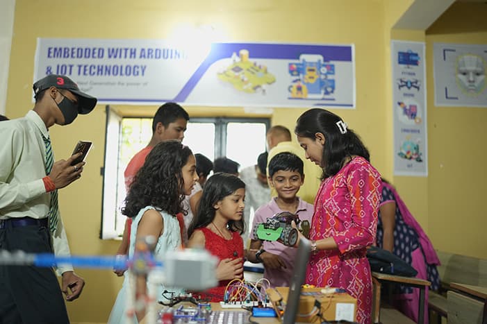 Students playing sports on the field